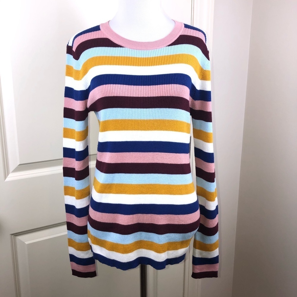 Halogen Striped Ribbed Knit Sweater L - Picture 4 of 16